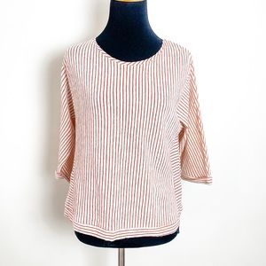 Sita Murt Linen Vlemd Red White Striped Summer Blouse Sz M